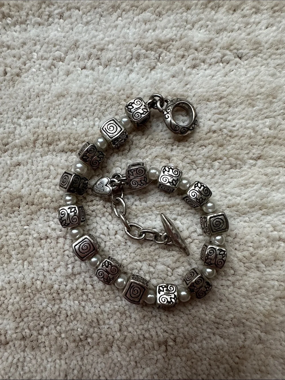 Brighton Essex Bead Bracelet Silver Plated Spiral Cube Bracelet - 2307